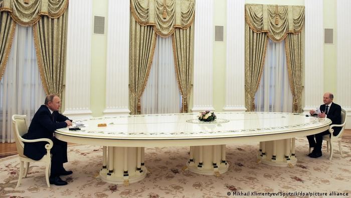 Cuộc hội đàm giữa Thủ tướng Đức Olaf Scholz với Tổng thống Nga Vladimir Putin. Ảnh: Global Look Press