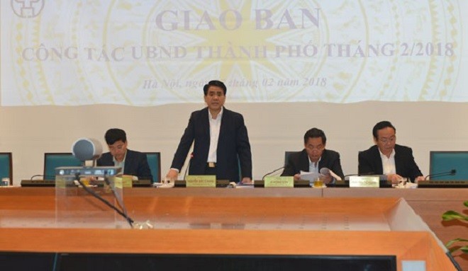 Ông Nguyễn Đức Chung - Chủ tịch UBND TP Hà Nội phát biểu tại phiên họp