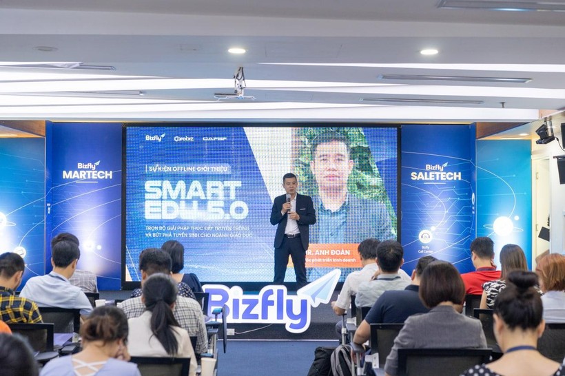 Ông Nguyễn Anh Đoàn, Giám đốc Kinh doanh Bizfly VCCorp, phát biểu tại sự kiện.