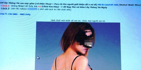 Hình ảnh gái mại dâm được "chào hàng" trên mạng.
