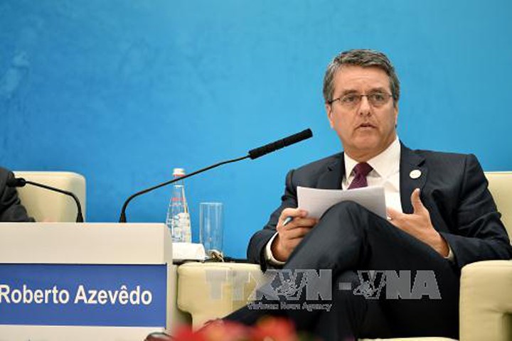 Tổng Giám đốc WTO Roberto Azevedo phát biểu tại Hội nghị Thương mại G20 ngày 3/9. Ảnh: THX/TTXVN