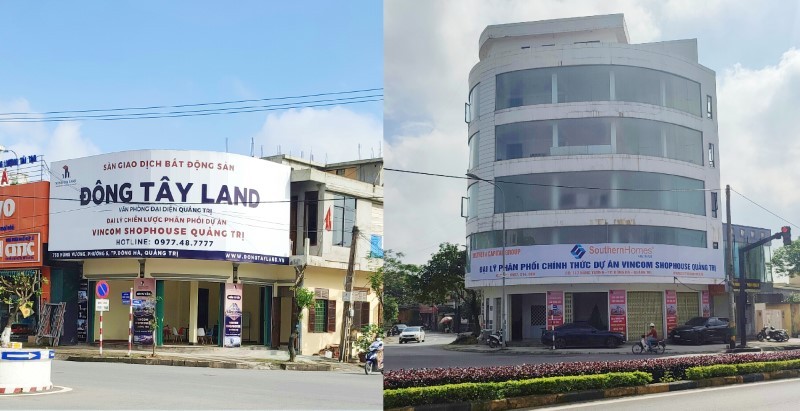 Chỉ dọc đường Hùng Vương ở TP Đông Hà đã có gần 20 văn phòng bất động sản treo biển Vincom Shophouse Quảng Trị. 