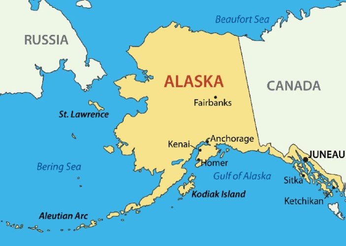 Alaska giáp với Canada, gần Nga và cách rất xa nước Mỹ.