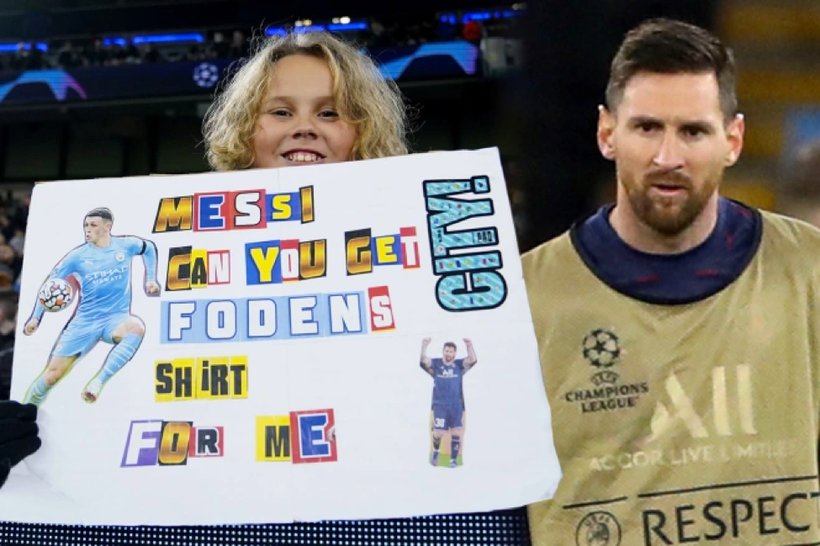Cổ động viên Man City chế giễu Messi.
