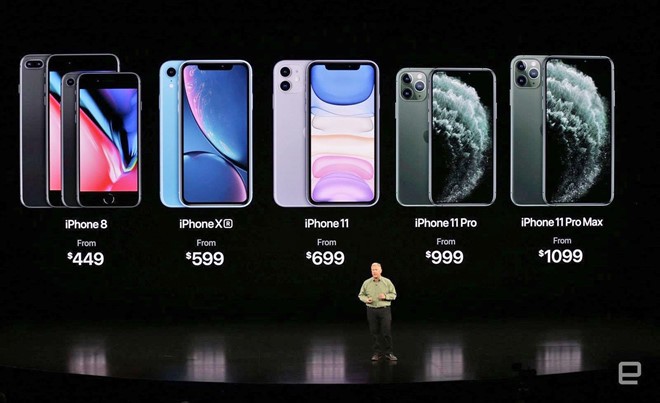 Giá bán của một số mẫu iPhone trên cửa hàng trực tuyến của Apple. Ảnh: Engadget.