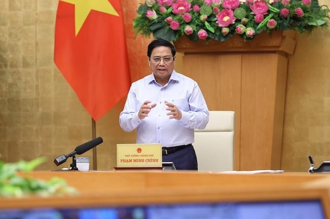 Thủ tướng phát biểu kết luận Phiên họp Chính phủ thường kỳ tháng 7/2022. Ảnh: TTXVN.