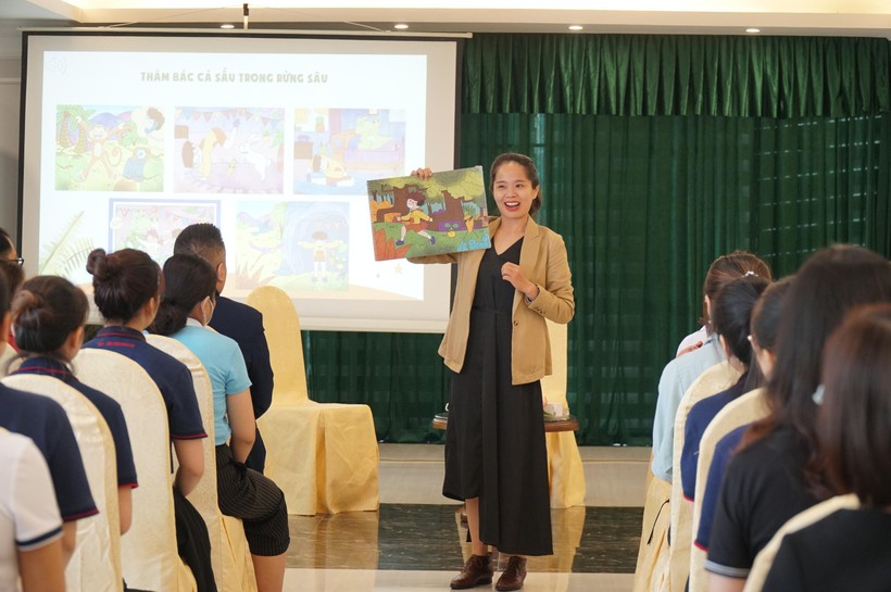 Lớp học mô phỏng tại Hội thảo “Yoga kể chuyện - Giải pháp đột phá cho giáo dục tỉnh thức” diễn ra tại TP Vinh, Nghệ An ngày 20/9.