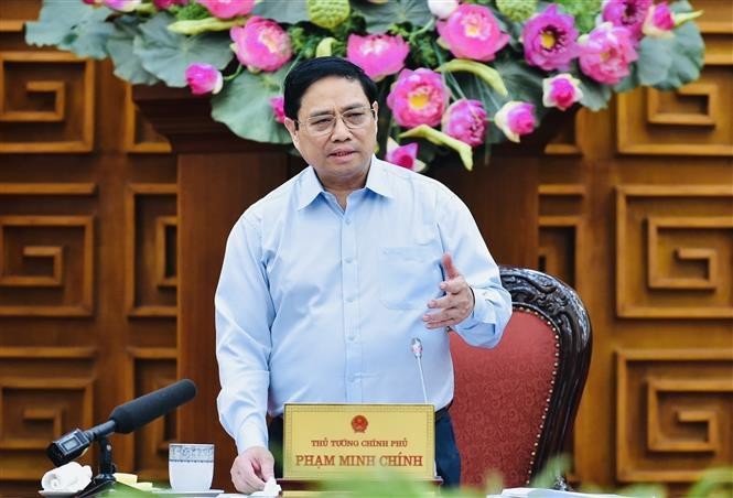 Thủ tướng Phạm Minh Chính phát biểu tại cuộc họp. Ảnh: Dương Giang/TTXVN