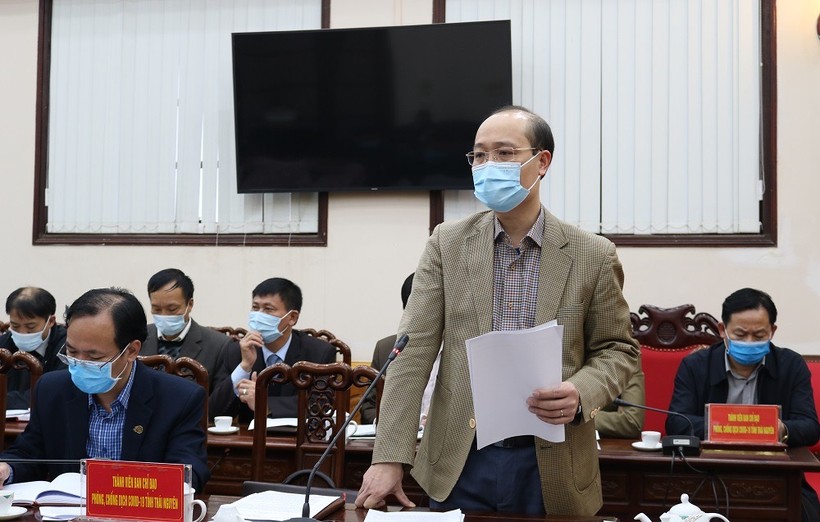 Ông Đặng Ngọc Huy - Giám đốc Sở Y tế Thái Nguyên báo cáo nhanh tình hình diễn biến dịch Covid-19.