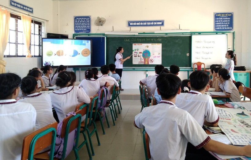 Một tiết học của học sinh Trường THCS, THPT Thạnh An.