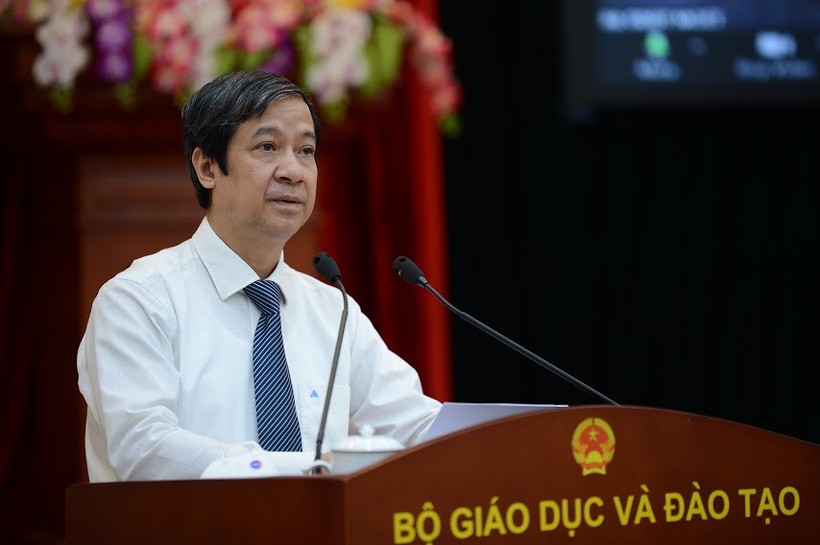 Bộ trưởng Bộ GD&ĐT Nguyễn Kim Sơn phát biểu tại hội nghị tổng kết 5 năm triển khai Quyết định 1501/QĐ-TTg của Thủ tướng Chính phủ.