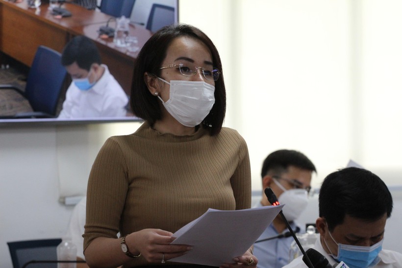 Bà Lê Thiện Quỳnh Như thông tin tại buổi họp báo.