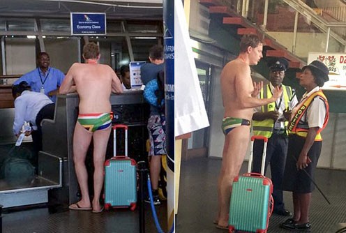 Du khách mặc đồ lót ra sân bay vì quên quần áo 