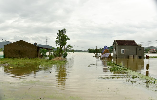 Một số khu vực ở huyện Yên Thành (Nghệ An) đang bị ngập lụt do vỡ đập - hậu quả của mưa lớn kéo dài trong những ngày qua
