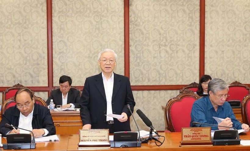 Tổng Bí thư, Chủ tịch nước Nguyễn Phú Trọng phát biểu kết luận cuộc họp	Ảnh: Trí Dũng