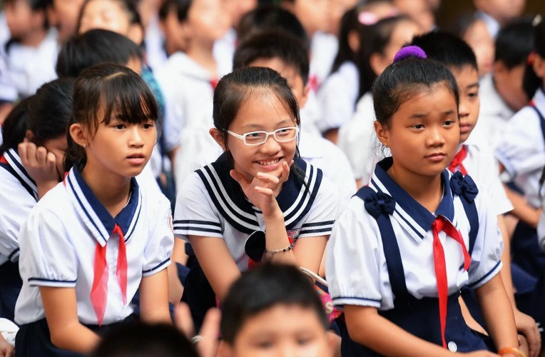 Học sinh Hà Nội trong ngày khai giảng năm 2019.